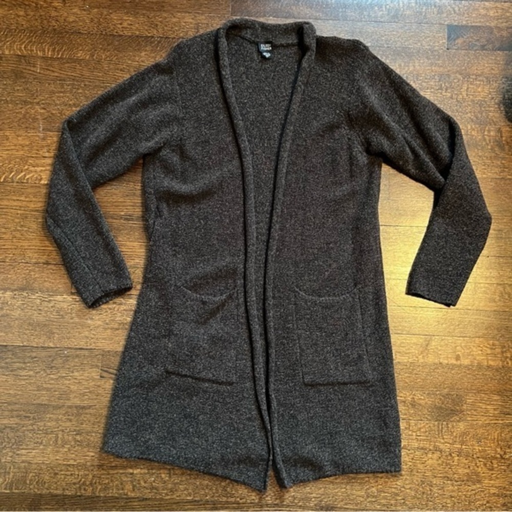 Eileen Fisher size large wool blend brown cardigan